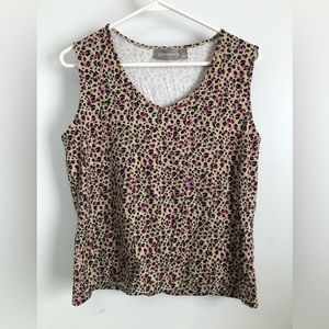 CROFT & Barrow Stretch Animal Print/Floral V-Neck Sleeveless Size Large T252